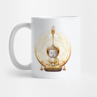 Peaceful Buddha and Gold Gong in Background Mug